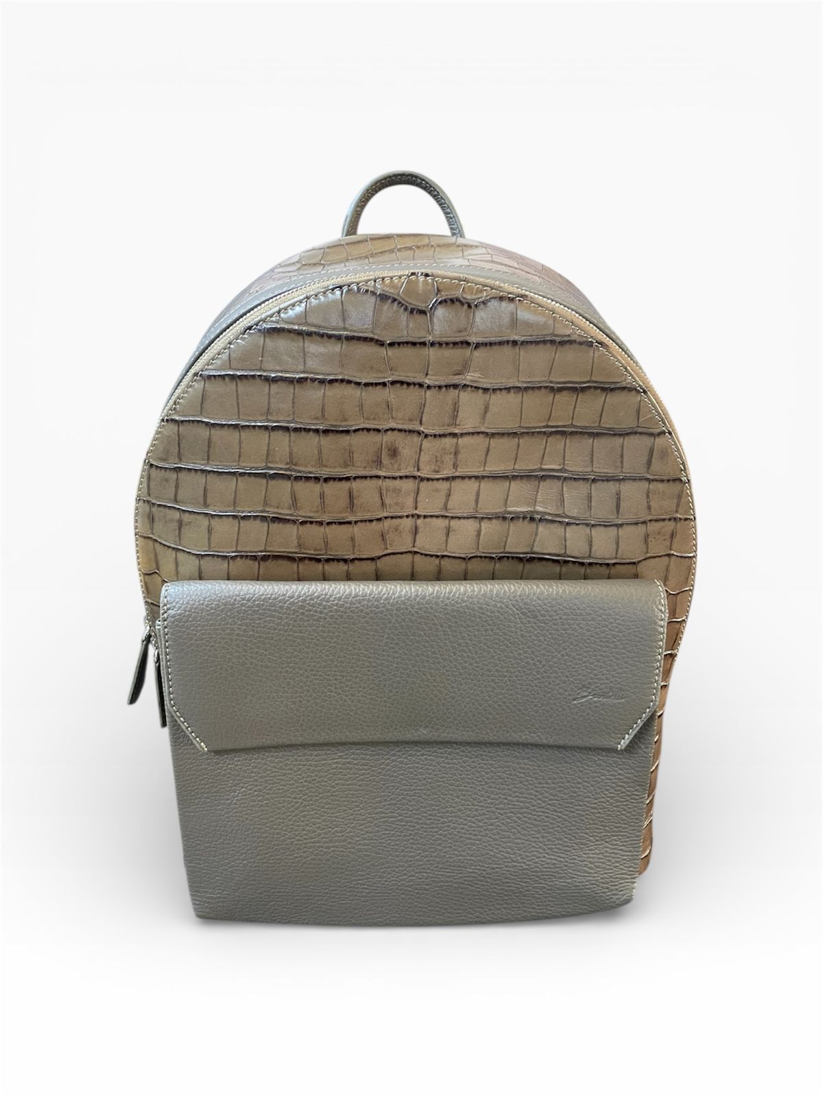 Premium Leather Backpack – Croco & Pebbled Finish
