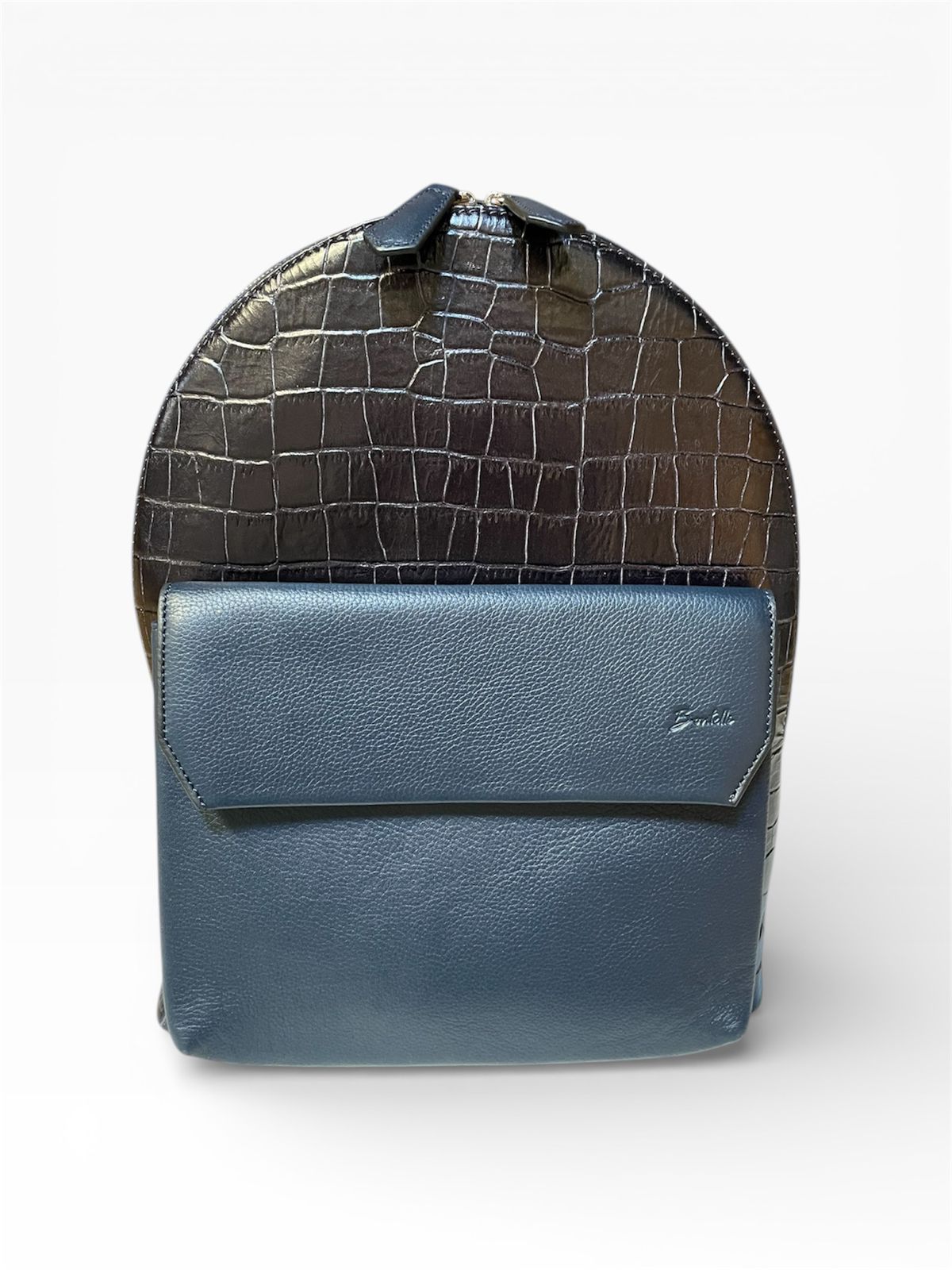 Premium Leather Backpack – Croco & Pebbled Finish