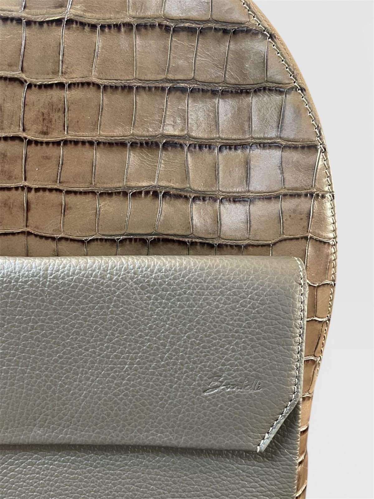 Premium Leather Backpack – Croco & Pebbled Finish