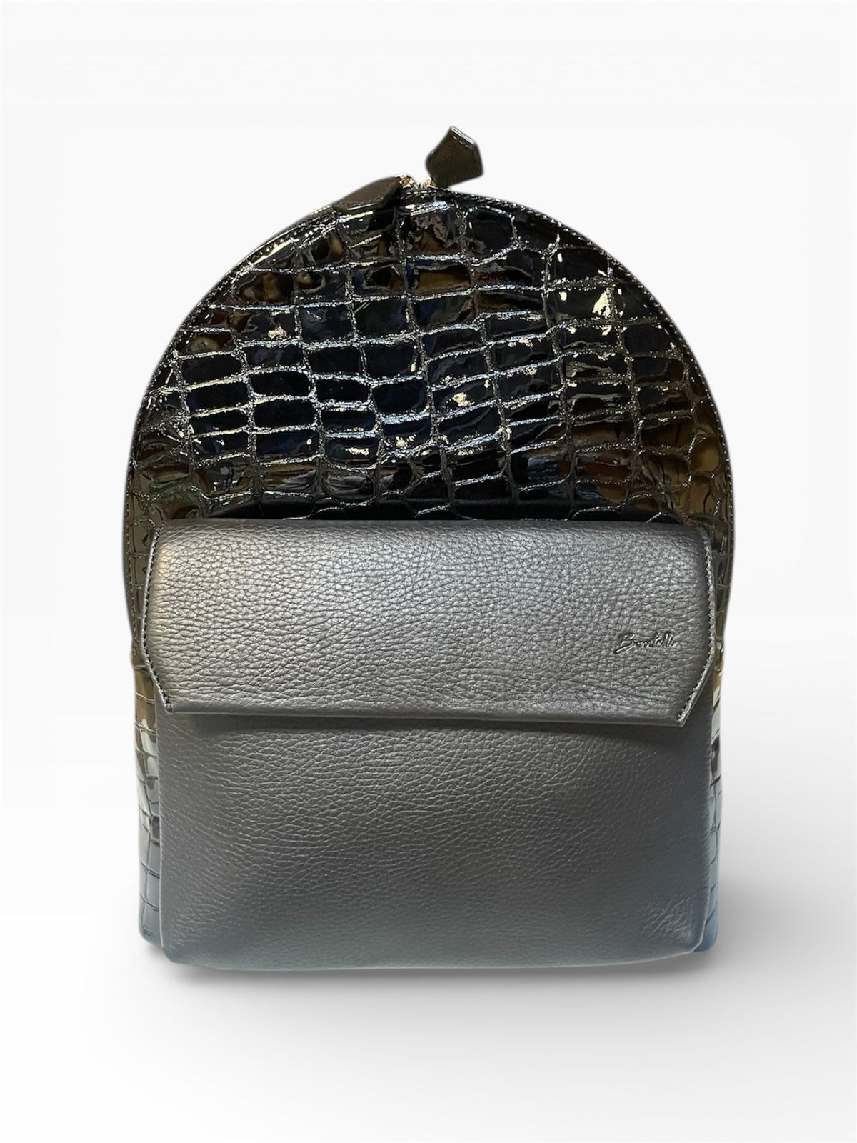 Premium Leather Backpack – Croco & Pebbled Finish